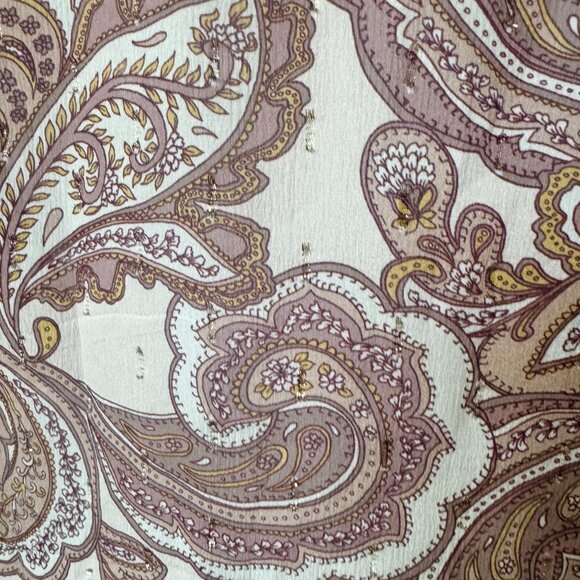 Intermix Silk Ruffle Blouse Paisley Metallic Thread Size Small - Picture 4 of 6